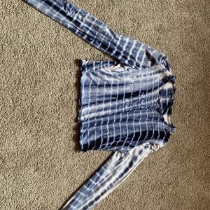 Blue and white tie dye crop top